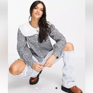 & Other Stories cotton floral print collar detail blouse